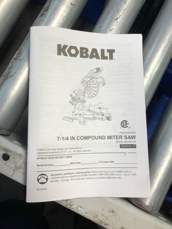 Photo 8 of ***HEAVILY USED AND DIRTY - LIKELY MISSING PARTS - UNABLE TO TEST - SEE PICTURES***
Kobalt 7-1/4-in 10-Amp Single Bevel Compound Corded Miter Saw