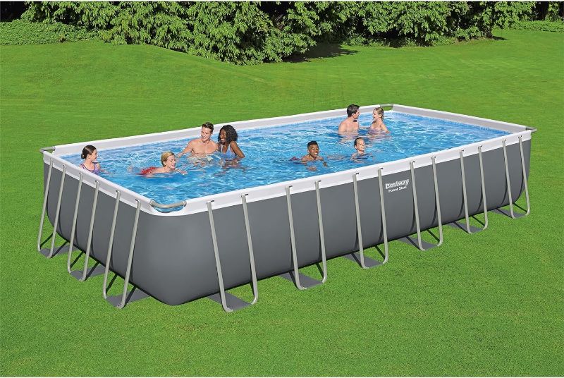 Photo 1 of ***PARTIAL SET - BOX 2 OF 2 ONLY - CANNOT BE FULLY ASSEMBLED - SEE PICTURES***
Bestway Power Steel 24' x 12' x 52" Rectangular Metal Frame Above Ground Swimming Pool Set with 1500 GPH Sand Filter Pump, Ladder, and Pool Cover