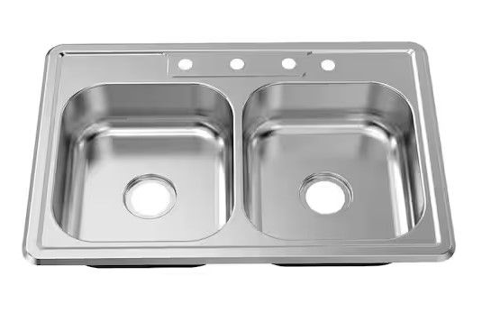 Photo 1 of ***USED - LIKELY MISSING PARTS - NO PACKAGING - SEE PICTURES***
Glacier Bay 33 in. Drop-In 50/50 Double Bowl 22 Gauge Stainless Steel Kitchen Sink
