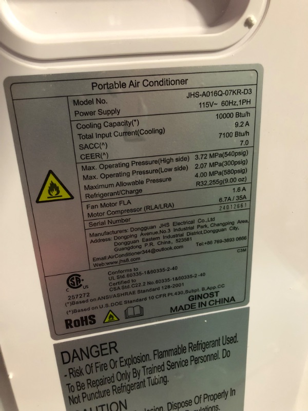 Photo 8 of ***USED - DAMAGED - MISSING PARTS - SEE COMMENTS***
Portable Air Conditioners, 10000 BTU Air Conditioner Portable for Room up to 450 Sq. Ft., 3-in-1 Portable AC Unit with Digital Display, Remote Control, Window Installation Kit, 24H Timer, Sleep Mode Mode