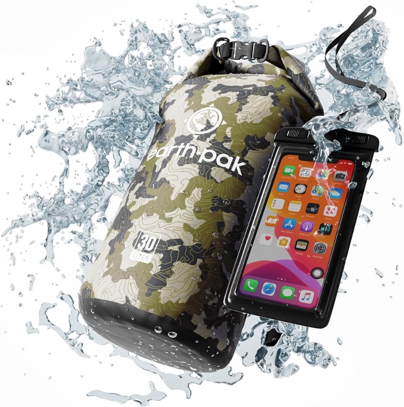 Photo 1 of (READ FULL POST) Earth Pak Waterproof Dry Bag - Roll Top Waterproof Backpack Sack Keeps Gear Dry for Kayak with Waterproof Phone Case