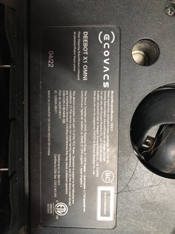 Photo 14 of **READ NOTES**
ECOVACS DEEBOT X1 Omni Robot Vacuum and Mop Combo with Self-Emptying, Auto-Wash, Auto-Refill and Auto-Hot Air Drying, 5000Pa Suction, AIVI 3D Obstacle Avoidance, Built-in YIKO Voice Assistant, Black