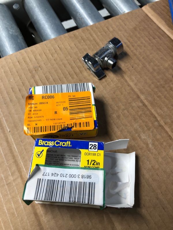 Photo 1 of **BUNDLE**(2 qty) 1/2 in. Crimp PEX Barb Inlet x 3/8 in. Compression Outlet Angle Valve