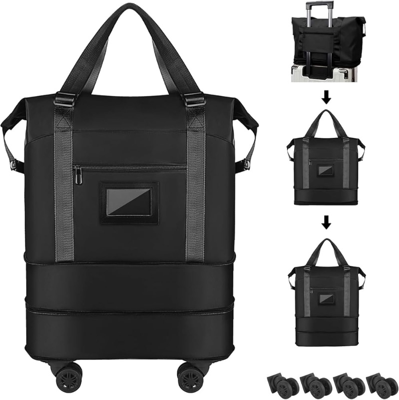 Photo 1 of (READ FULL POST) Travel Duffel Bag with Detachable Wheels Foldable Rolling Luggage Expandable Carry On Bag Lightweight Suitcase for Men Women