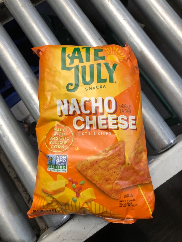 Photo 1 of  (Pack Of 4) ( EXP; 06/07/24) Late July Snacks Nacho Cheese Tortilla Chips, 7.8 oz Bag