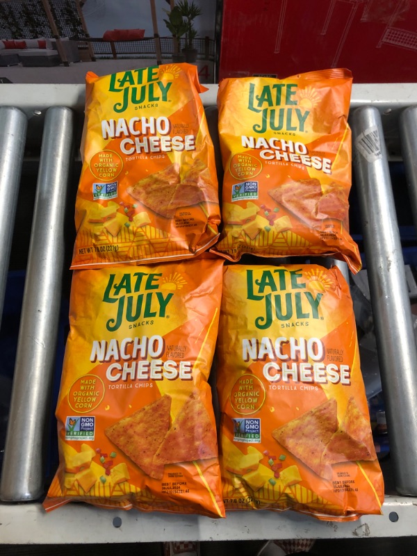 Photo 3 of  (Pack Of 4) ( EXP; 06/07/24) Late July Snacks Nacho Cheese Tortilla Chips, 7.8 oz Bag