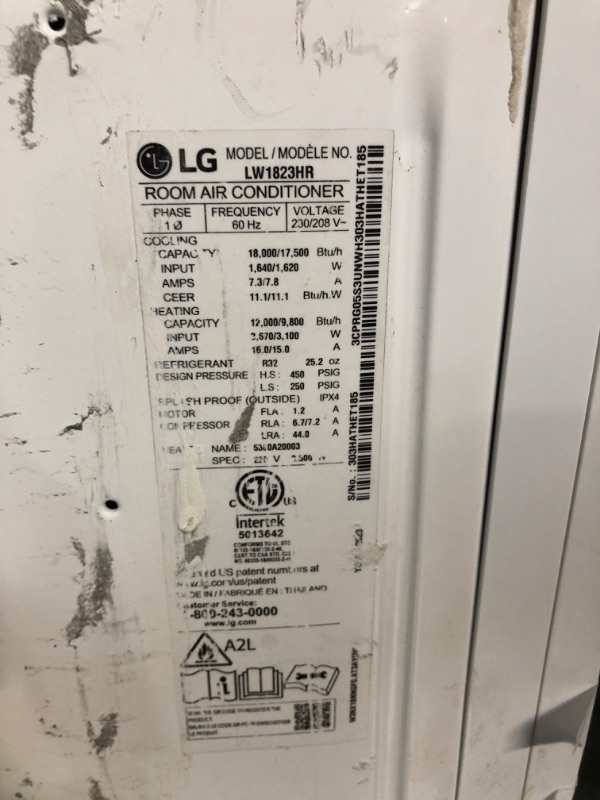 Photo 6 of **NONREFUNDABLE**FOR PARTS OR REPAIR**SEE NOTES**
LG 18,000 BTU Window Air Conditioner with Heat, 230/208V, Cools 1,000 Sq.Ft