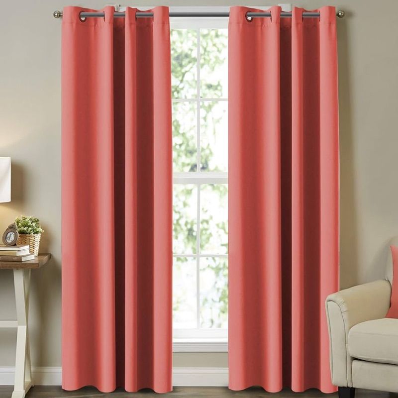 Photo 1 of ***USED***Turquoize Coral Curtains for Bedroom 84 Inch Length Thermal Insulated Blackout Curtain Panels Room Darkening Grommet Top Window Curtain Drapes for Living Room, Coral, 2 Panels, W52 x L84