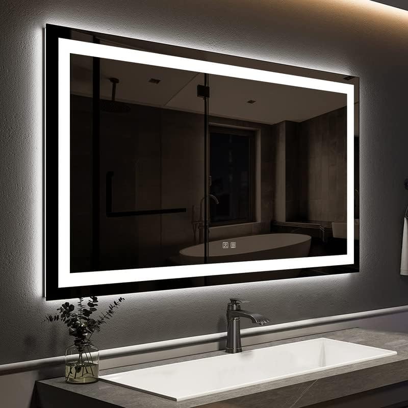 Photo 1 of (READ FULL POST) ROOMTEC 36 x 24 Inches LED Bathroom Mirror with Front and Backlit,Anti-Fog,3 Colors and Dimmable Light(Horizontal/Vertical),Silver
