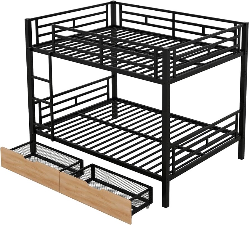 Photo 1 of ****STOCK PHOTO FOR REFERENCE ONLY****
Bunk Bed Full Over Full Convertible Full Bunk Beds into 2 Individual Full Size Bed with 2 Storage Drawers, No Box Spring Needed, Black