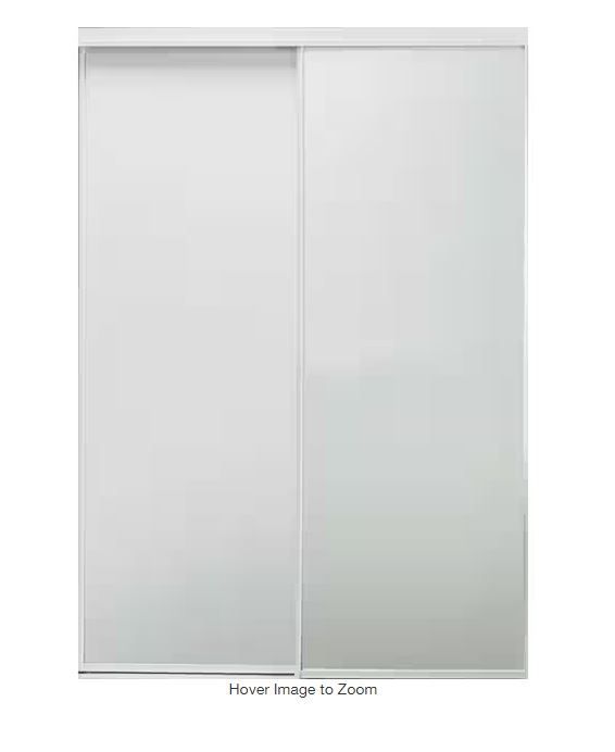 Photo 1 of (READ FULL POST) 47 in. x 96 in. Aspen White Gloss Painted Steel Frame Prefinished White Hardboard Interior Sliding Closet Door

