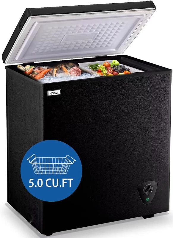 Photo 1 of **(NON-REFUNDALBE)** 5.0 Cubic Feet Deep Chest Freezer Compact Freezers with Adjustable Thermostat Top Open Door Freezer