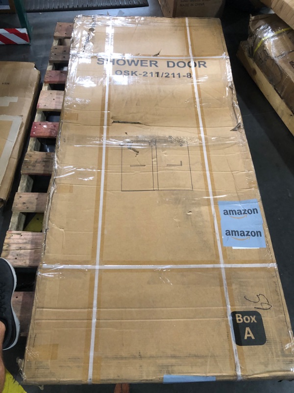 Photo 5 of ***STOCK PHOTO FOR REFERENCE ONLY***
***TRUCK/TRAILER PICK UP ONLY***
***MINOR DAMAGE . SEE PHOTOS***
Frameless Single Sliding Shower Door, 56"- 60" W x 76" H, Noiseless Shatterproof Bathroom Gate with Square Rail and 0.4" Clear Tempered Glass and Buffer 