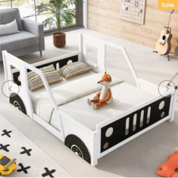 Photo 1 of ***MINOR DAMAGE. SEE PHOTOS***
ZNTS Full Size Classic Car-Shaped Platform Bed with Wheels,White