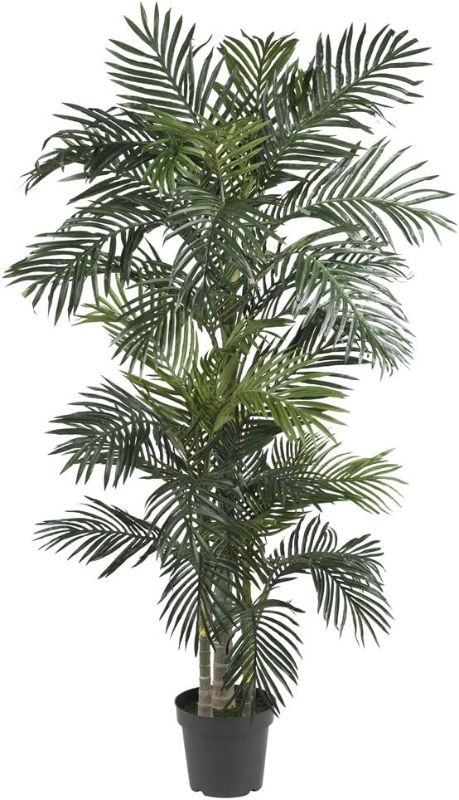 Photo 1 of ***STOCK PHOTO FOR REFERENCE ONLY***
 Artificial Golden Cane Palm Tree, Fake Palm Tree with Three Realistic Trunks. 48" Tall with Black Nursery Planter