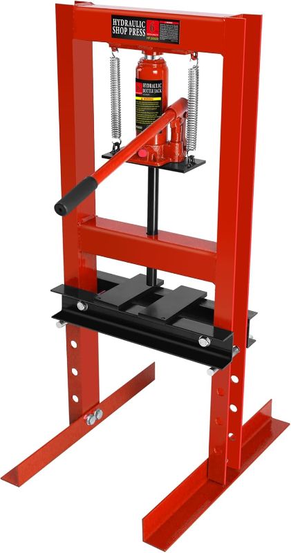 Photo 5 of ***STOCK PHOTO FOR REFERENCE ONLY***
***JACK APPEARS TO BE LEAKING HYDRAULIC FLUID AND DOES NOT EXTEND***
6-Ton Hydraulic Shop Press, Bearing Press H-Frame Garage Floor with Adjustable Shop Press with Plate, Hydraulic Shop Floor Press for Gears and Bearin