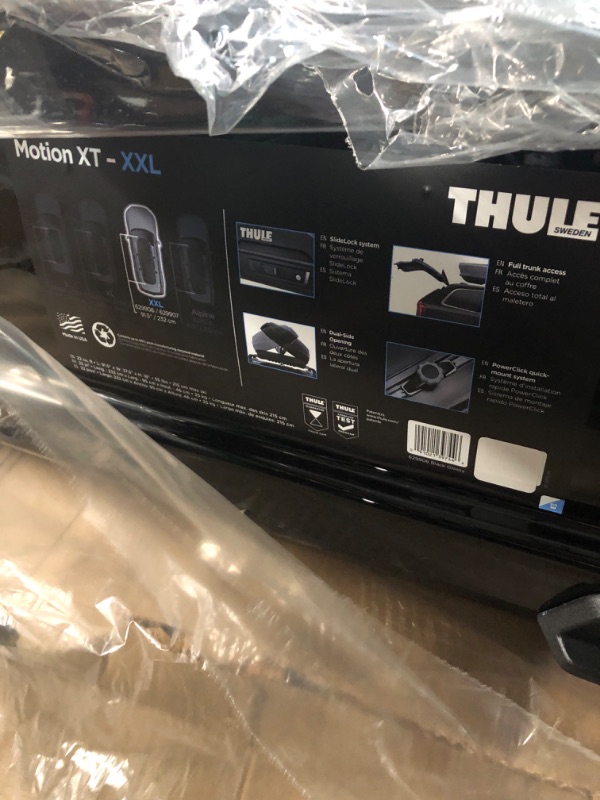 Photo 2 of ***MOUNTING HARDWARE/KIT NOT INCLUDED***
***TRUCK/TRAILER PICK UP REQUIRED***
Thule Motion XT Rooftop Cargo Box 22 Cu Ft.  90.5"L x 37.5"W x 18"H Gloss Black