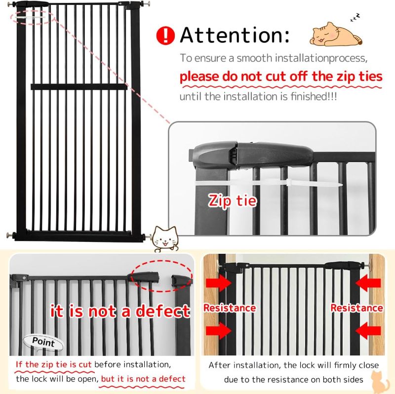 Photo 1 of ***FACTORY SEALED.  OPENED TO INSPECT***
Extra Tall Pet Gate 55.12" High Pressure Mounted 46.65"-50.78" Extra Wide (9 Sizes) 1.37" Gap for Cat Dog Children Stairs Doorway Hallway No Drilling Auto-Close (46.65"-50.78", Black)