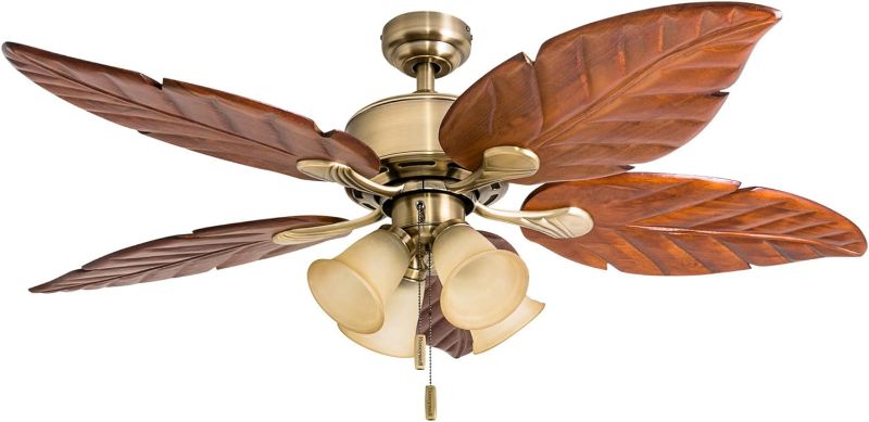 Photo 1 of ***PARTIAL ITEM. MISSING GLASS LIGHT BULB COVER. STOCK PHOTO FOR REFERENCE ONLY***
Harbor Breeze Ceiling Fan Royal Palm, 52 Inch Tropical LED Ceiling Fan with Light, Pull Chain