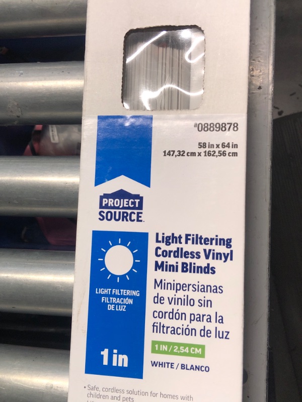 Photo 3 of ***SEE NOTES*** Project Source Light Filtering 1-in Slat Width 58-in x 64-in Cordless White Vinyl Light Filtering Mini-blinds