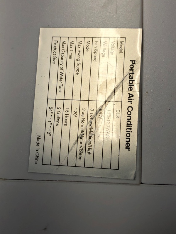 Photo 4 of ***USED - LIKELY MISSING PARTS - UNABLE TO VERIFY FUNCTIONALITY***
TEMEIKE 4-IN-1 Portable Air Conditioners, Evaporative Air Cooler w/ 4 Modes & 3 Speeds, 15H Timer for Smart Auto-off, 2-Gal Tank for 20H Cooling,17FT Remote,No Hose Needed,120°Oscillating 