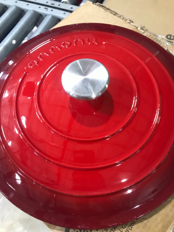 Photo 4 of **HANDLE IS BROKEN**
Cast Iron Dutch Oven with Lid – Non-Stick Ovenproof Enamelled Casserole Pot, Oven Safe up to 500° F – Sturdy Dutch Oven Cookware – Red, 6.4-Quart, 28cm – by Nuovva