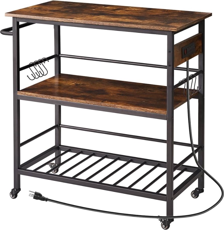 Photo 1 of ***FACTORY SEALED*** IBUYKE Kitchen Island with 3 Shelves, Island Table for Kitchen with Power Outlet,Kitchen Cart with Large Worktop,Rolling Bar Cart for Home, Outdoor, Kitchen, Living Room TMJ024H