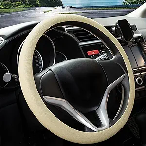 Photo 1 of ***STOCK PHOTO REFERENCE ONLY***2 STEERING WHEL COVERS TOTAL
Spurtar Steering Wheel Cover 14"-15" Anti-Slip Car Steering Wheel Protector, Soft Odorless Silicone Leather Texture Steering Cover, Great Grip Cover for Steering Wheel, WHITE