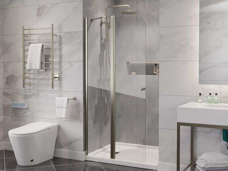 Photo 1 of ANZZI 72-in.x33.5-in. Frameless Swinging Shower Door, Resistance Free Hinges for Smooth Opening and Closing, Reversible Installation, Clear Tempered Glass in Brushed Nickel Finish (SD-AZ14-01BN)