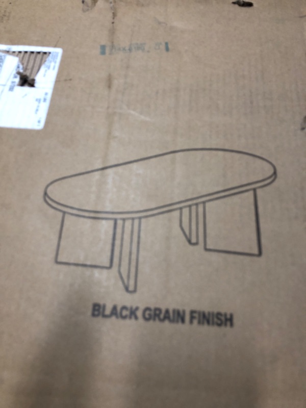 Photo 2 of ***FACTORY SEALED***Alma 47.63 in. Black Grain Oval MDF Top Coffee Table