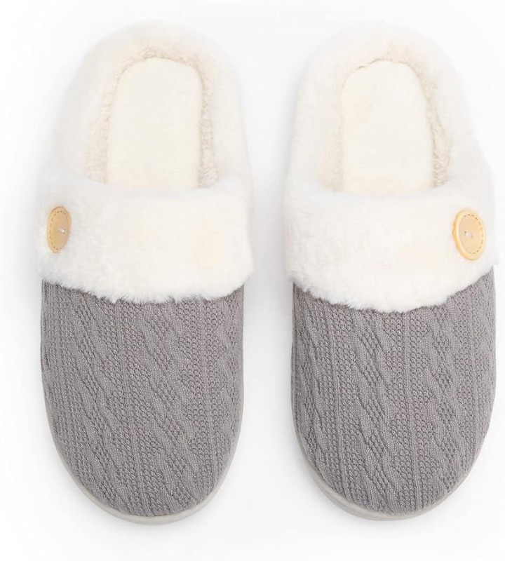 Photo 1 of ***STOCK PHOTO REFERENCE ONLY***Womens Slipper with Plush Knitting Home Slipeers for Woman Comfortable Artificial Fluffy Plush Plush Lining Memory Foam Autumn and Winter Warm Outdoor Bedroom Slipper