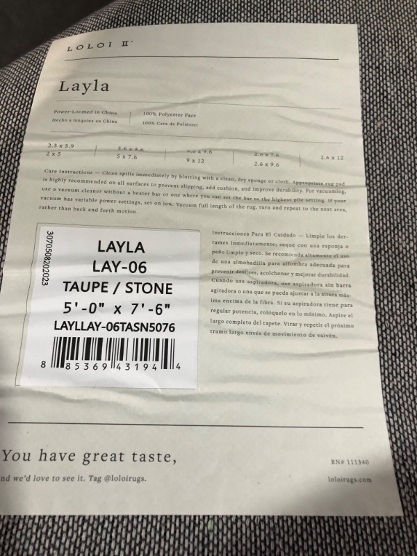 Photo 4 of ***USED - DIRTY - NO PACKAGING***
Loloi LAYLA Collection, LAY-06, Taupe / Stone, 5'-0" x 7'-6", .13" Thick, Area Rug, Soft, Durable, Vintage Inspired, Distressed, Low Pile, Non-Shedding, Easy Clean, Printed, Living Room Rug