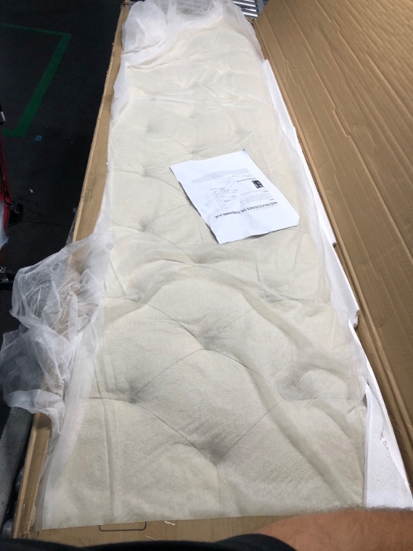 Photo 5 of ***USED - DIRTY - LIKELY MISSING PARTS - SEE PICTURES***
LUCID Mid-Rise Upholstered Headboard - Diamond Tufted - Padded Polyester - Adjustable Height from 34” to 46” - Easy Assembly - Bed Frame or Wall Mount - Sturdy - Stone - King / Cal King Size Stone K