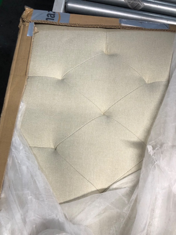 Photo 3 of ***USED - DIRTY - LIKELY MISSING PARTS - SEE PICTURES***
LUCID Mid-Rise Upholstered Headboard - Diamond Tufted - Padded Polyester - Adjustable Height from 34” to 46” - Easy Assembly - Bed Frame or Wall Mount - Sturdy - Stone - King / Cal King Size Stone K