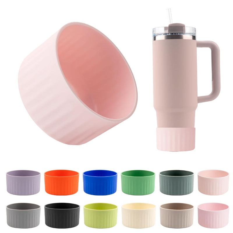 Photo 1 of **2-PACK**
Silicone Water Bottle Boot for Stanley 40/30 oz Quencher H2.0 Adventure Tumbler&IceFlow Flip 30 20 oz, Anti-Slip bumper-proof Protective Sleeve, Water Bottle Protector for Stanley Cup Accessories Light Pink