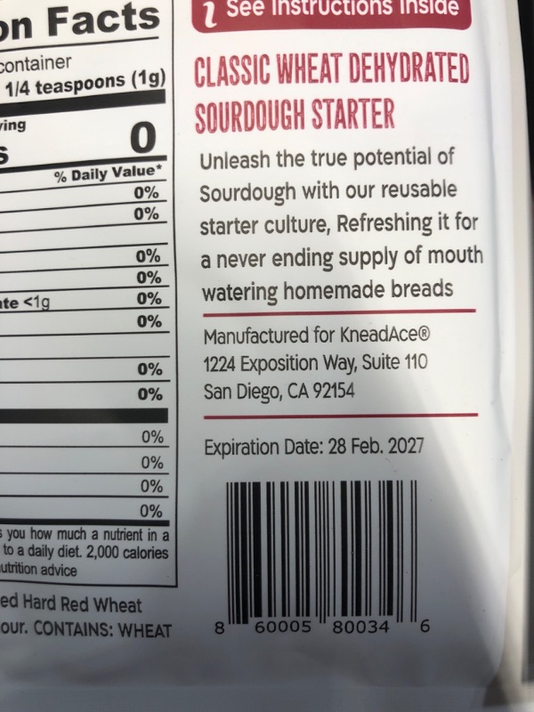 Photo 2 of ***(EXP:02/28/27 )NONREFUNDABLE***2-PACK BUNDLE**
KneadAce Sourdough Starter Culture Fast Acting Sour Dough Starter for Homemade Bread Baking 0.71 Oz
