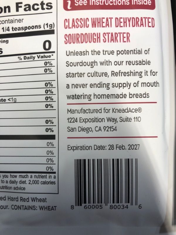 Photo 2 of ***(EXP:02/28/27 )NONREFUNDABLE***2-PACK BUNDLE**
KneadAce Sourdough Starter Culture Fast Acting Sour Dough Starter for Homemade Bread Baking 0.71 Oz