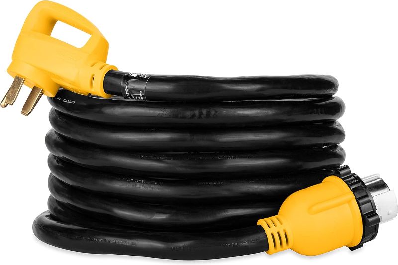 Photo 1 of  25-Ft 50 Amp RV Extension Cord - Rated for 125/250 V/12,500 W - Features Copper 6/3 + 8/1-Gauge Wires for Superior Conductivity & Coated w/Heat-Resilient PVC (55542)