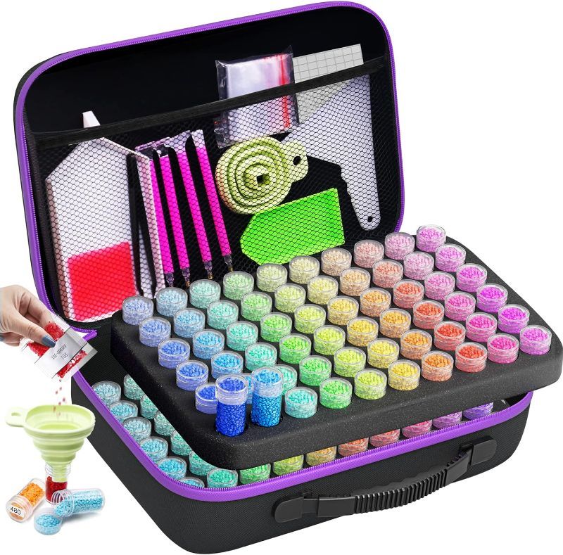 Photo 1 of ARTDOT Diamond Painting Storage Boxes, 120 Slots Bead Storage with 5D Diamond Art Accessories and Tools Kit