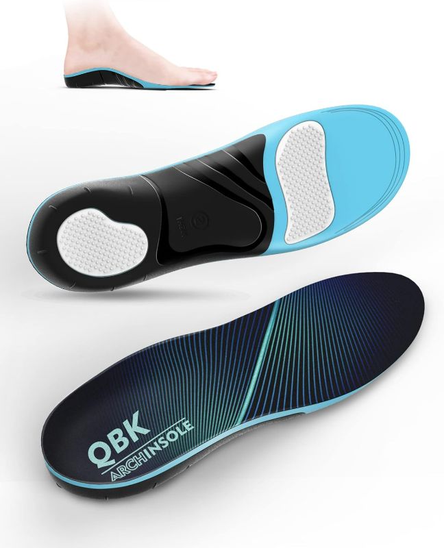 Photo 1 of Plantar Fasciitis Insoles, QBK High Arch Insoles for Men& Women, Alleviating High Arches, Flat Feet, Plantar Fasciitis, Overpronation, Supination, and Maintaining Body Balance, XL