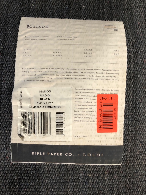 Photo 3 of ***USED - DIRTY - NO PACKAGING***
Loloi Rifle Paper Co. X Maison Tuileries Black 8'-4" X 11'-6" Area Rug