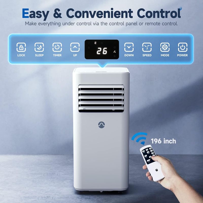 Photo 5 of (READ FULL POST) Portable Air Conditioners, 10000 BTU Portable AC for Room up to 450 Sq. Ft., 3-in-1 AC Unit, Dehumidifier & Fan with Digital Display, Remote Control, Window Installation Kit, 24H Timer, Sleep Mode