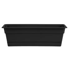 Photo 1 of **2-PACK BUNDLE**
Dynamic Design Newbury Small 7.86 in x 23.75 in. 15 qt. Black Resin Window Box Outdoor Planter with Saucer