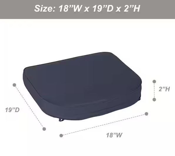 Photo 4 of (READ FULL POST) 18 in. x 19 in. Rectangle Outdoor Dining Chair Seat Cushion Pads with Ties and Zipper in Navy Blue 