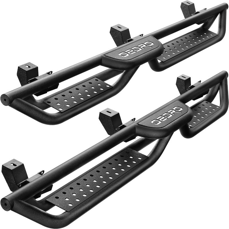 Photo 1 of ***USED - NO PACKAGING - MISSING PARTS - SEE COMMENTS***
OEDRO Running Boards with Two Stairs Design All-Steel Build, Bolt-on Side Steps Compatible with 2018-2024 Jeep Wrangler JL 4 Door, Black Powder Coated Nerf Bar