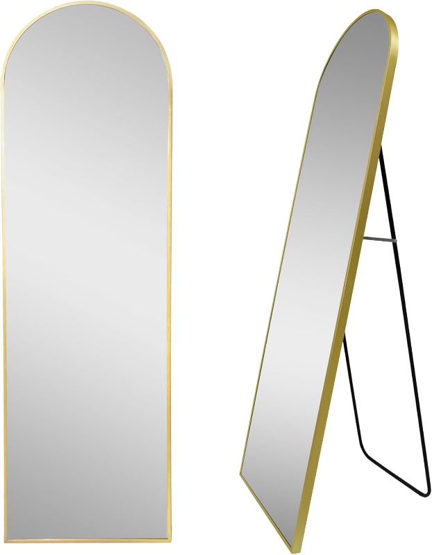 Photo 1 of (READ FULL POST) Better Homes & Garden 17in x 58in Modern Arch Aluminum Frame Floor Easel Mirror, Brass
