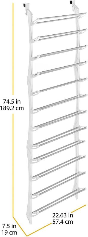 Photo 5 of (READ FULL POST) Whitmor Over the Door Shoe Rack, Fold-up Non-slip Bars, 36 Pair, White
