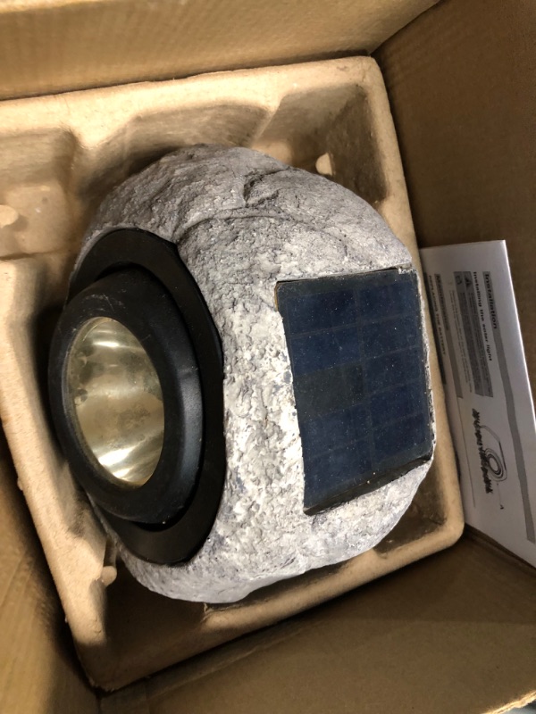 Photo 2 of **non-refundable, parts only** Hampton Bay Gray Outdoor Solar Rock Spotlight with Adjustable Lamp Head
