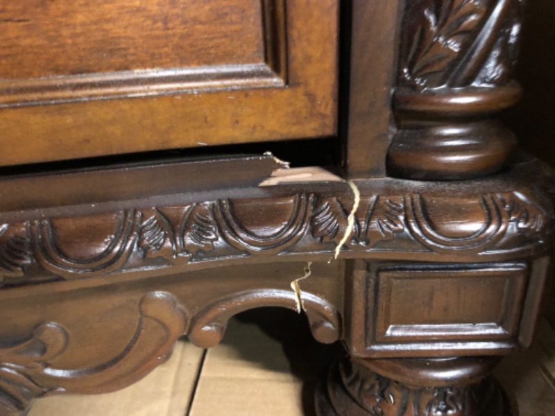 Photo 8 of ***USED - MAJOR DAMAGE - SEE COMMENTS***
Signature Design by Ashley North Shore Ornate 3 Drawer Nightstand with Marble Inlay Top, Dark Brown