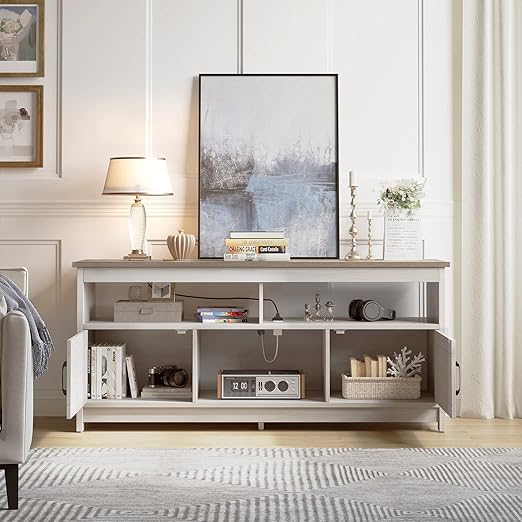 Photo 1 of ***USED - DAMAGED - CHIPPED AND SCRATCHED - MISSING HARDWARE - OTHER PARTS LIKELY MISSING AS WELL - SEE PICTURES***
YITAHOME TV Stand for 65 Inch TV with Power Outlet, Farmhouse TV Media Console Table with Storage Cabinets and Open Shelf, Rustic Entertain